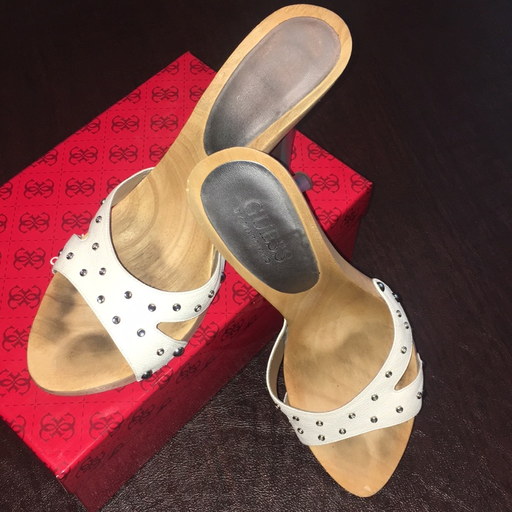 Guess White Leather Shoes